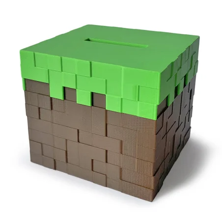 Minecraft-Style Piggy Bank - Grass