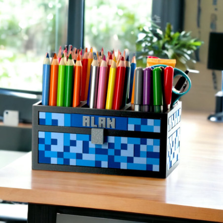 Organizer z imieniem na biurko w stylu Minecraft