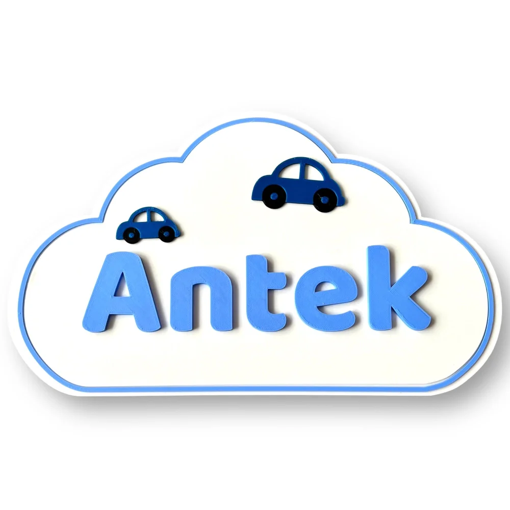 3D Cloud Name Plaque for Wall/Door