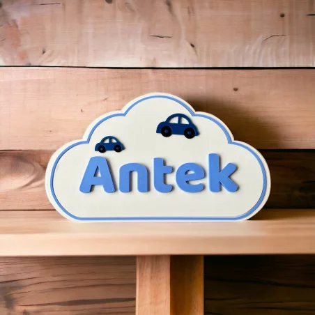 3D Cloud Name Plaque for Wall/Door
