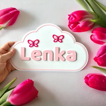 3D Cloud Name Plaque for Wall/Door