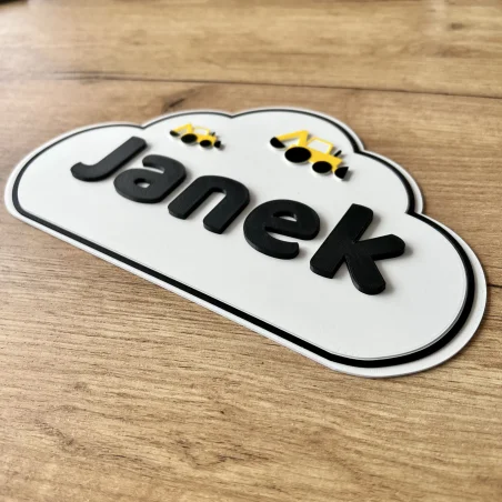 3D Cloud Name Plaque for Wall/Door