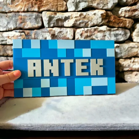 Wall/Door Sign in 3D Minecraft Style