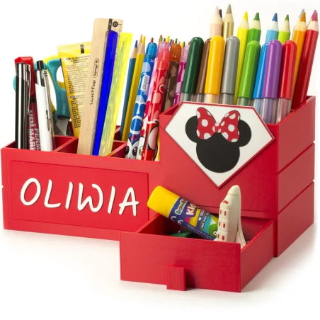 XL Desk Organizer with Drawer and Child's Name Crayon Holder
