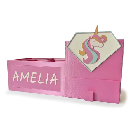 XL Desk Organizer with Drawer and Child's Name Crayon Holder