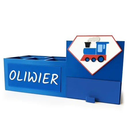 XL Desk Organizer with Drawer and Child's Name Crayon Holder