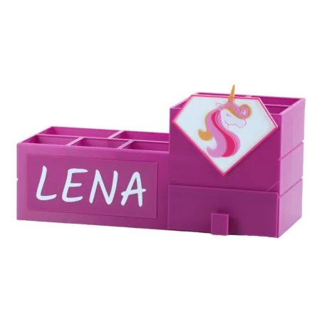 XL Desk Organizer with Drawer and Child's Name Crayon Holder