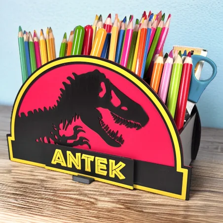 Desk Organizer with Name in Jurassic Style