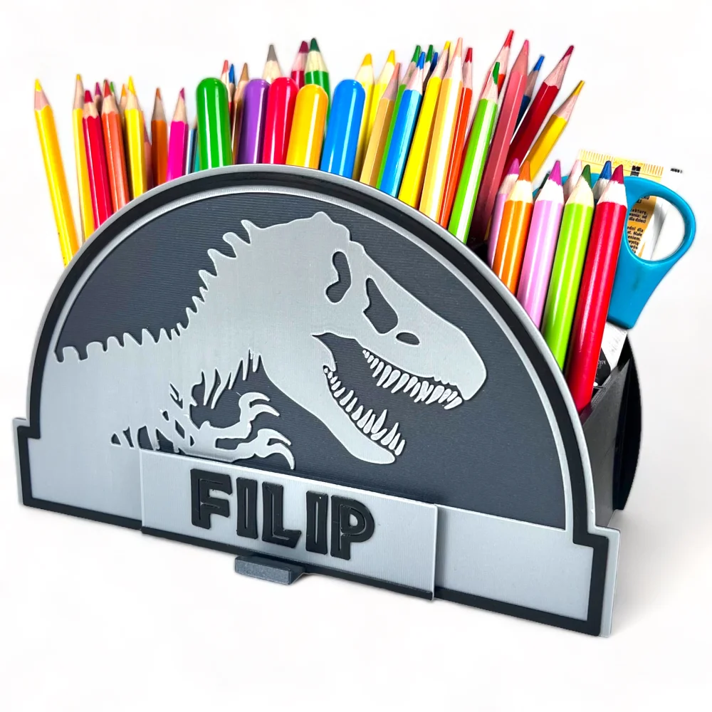 Desk Organizer with Name in Jurassic Style
