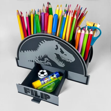 Desk Organizer with Name in Jurassic Style