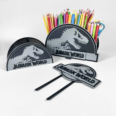 Desk Organizer with Name in Jurassic Style