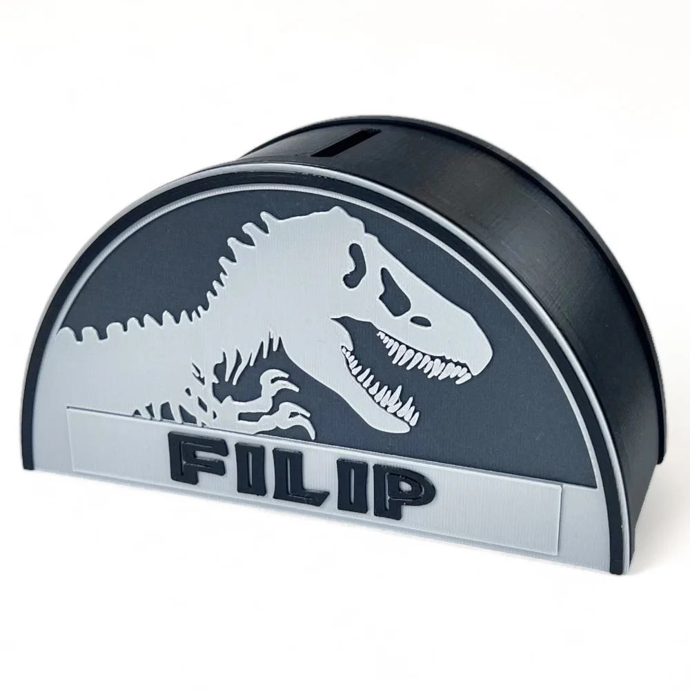 Personalized piggy bank for your child in Jurassic BIO style