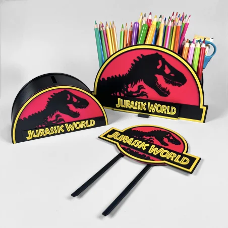 Desk Organizer with Name in Jurassic Style