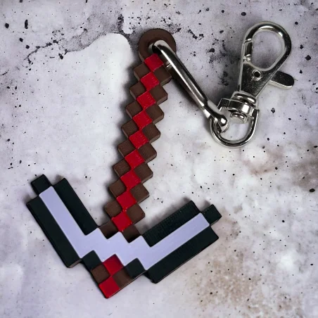 Children's Netherite Pickaxe 3D Pixel Keychain