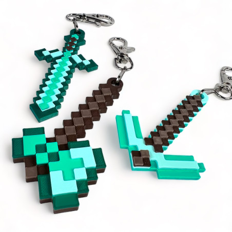 Brelok do kluczy w stylu Minecraft Siekierka Diamond