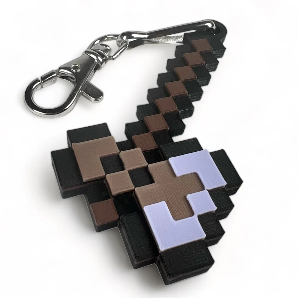 3D Netherite Axe Pixel Keychain for Kids