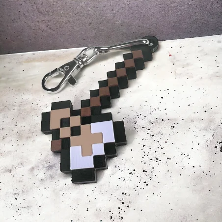 3D Netherite Axe Pixel Keychain for Kids