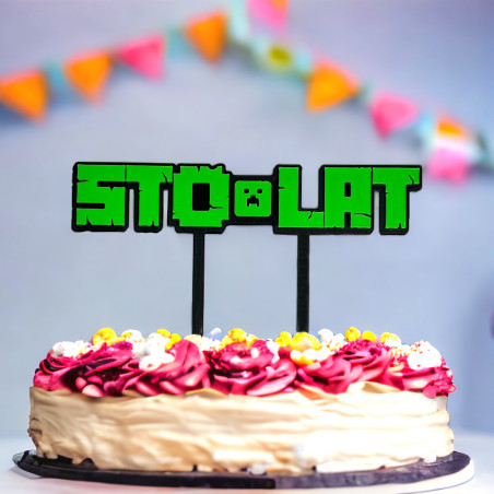 Topper na tort w stylu Minecraft 100 lat