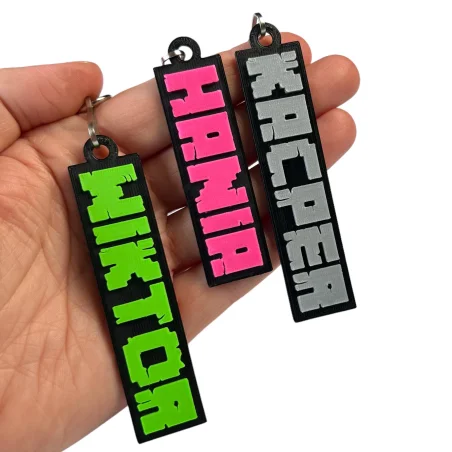 3D Minecraft-Style Name Keychain