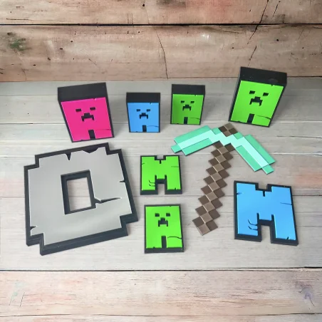 Letters L for wall/door in 3D Minecraft style