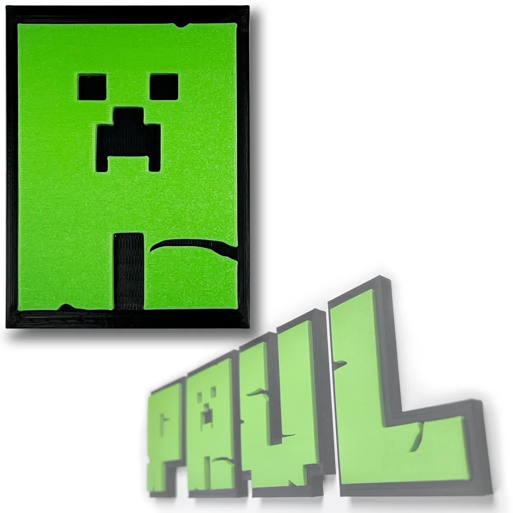 Letters L for wall/door in 3D Minecraft style
