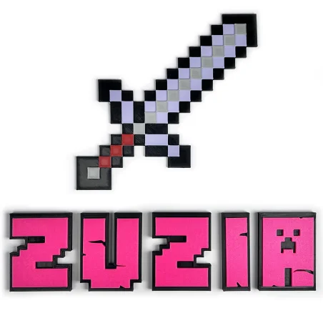 Letters L for wall/door in 3D Minecraft style