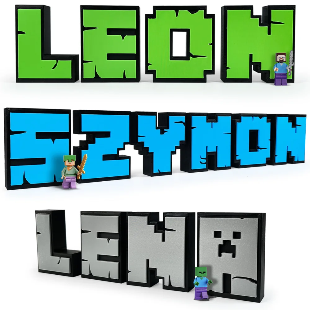 XL Standing Letters in Minecraft Style