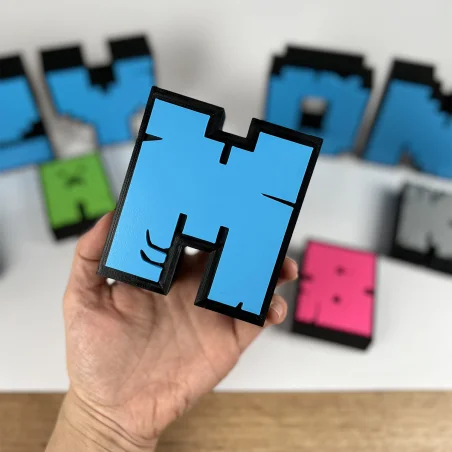XL Standing Letters in Minecraft Style