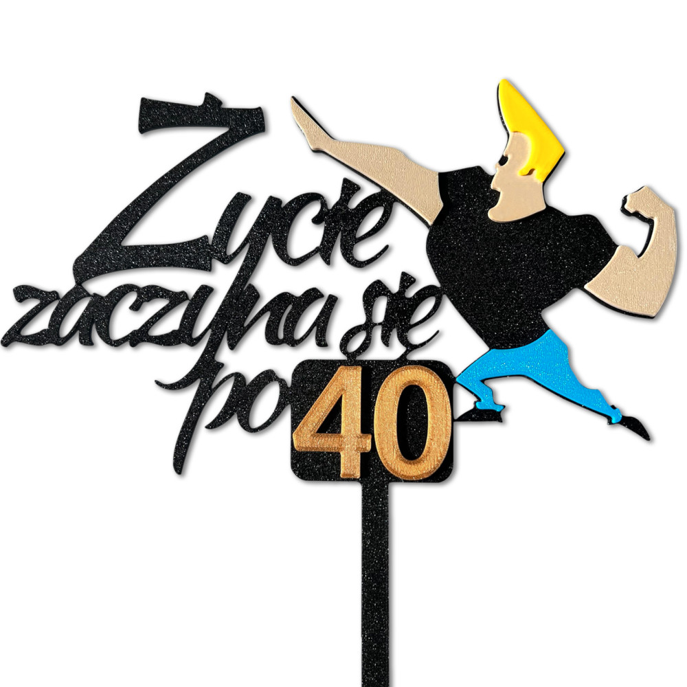 Topper na tort Zycie zaczyna się po 40 EKO