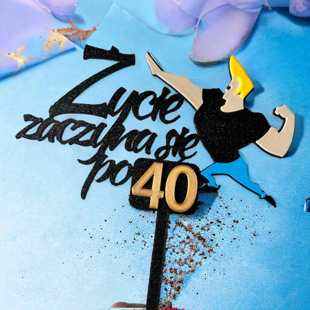 Topper na tort Zycie zaczyna się po 40 EKO