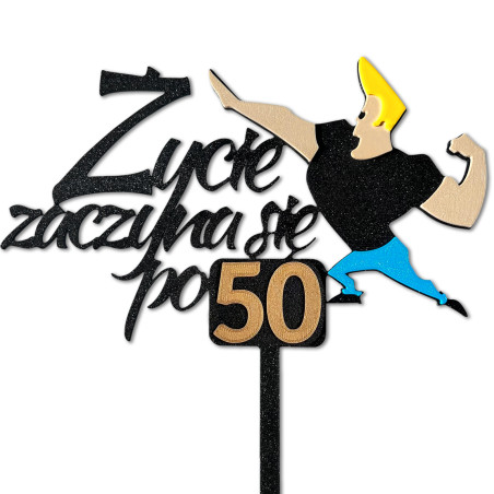 Topper na tort Zycie zaczyna się po 50 EKO