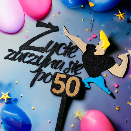 Topper na tort Zycie zaczyna się po 50 EKO