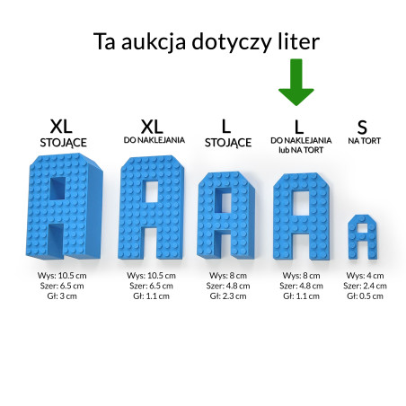 Literki na tort/ ścianę L w stylu klocków