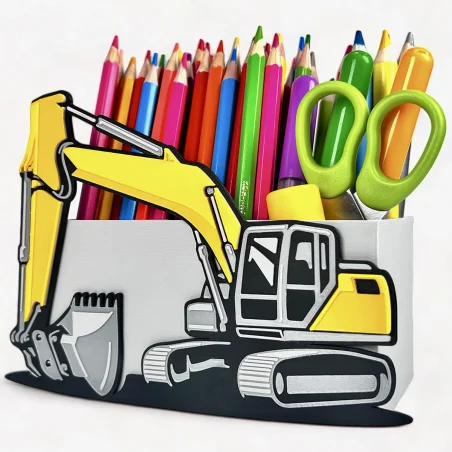 Desk Organizer with an Excavator Theme