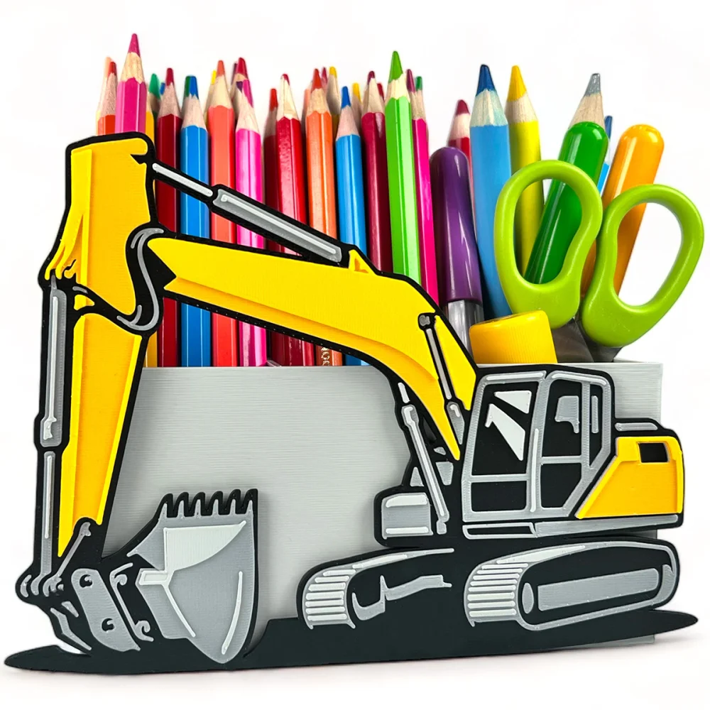 Desk Organizer with an Excavator Theme
