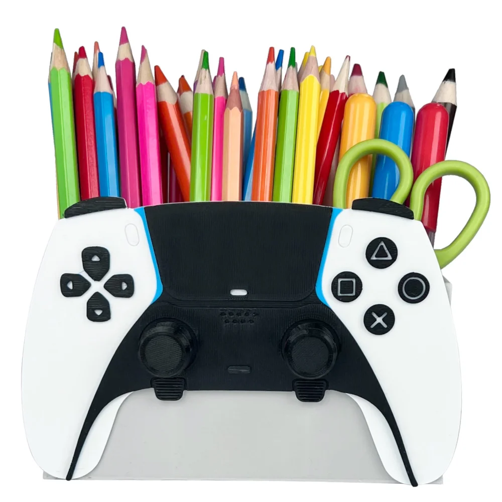 3D Crayon Holder Shaped Like a PlayStation Controller - The Ultimate Desk Buddy!