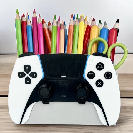 3D Crayon Holder Shaped Like a PlayStation Controller - The Ultimate Desk Buddy!