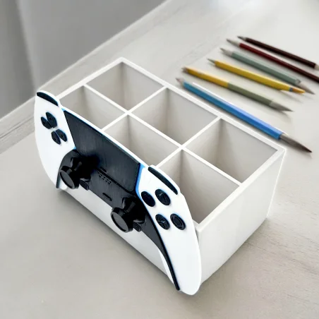 3D Crayon Holder Shaped Like a PlayStation Controller - The Ultimate Desk Buddy!