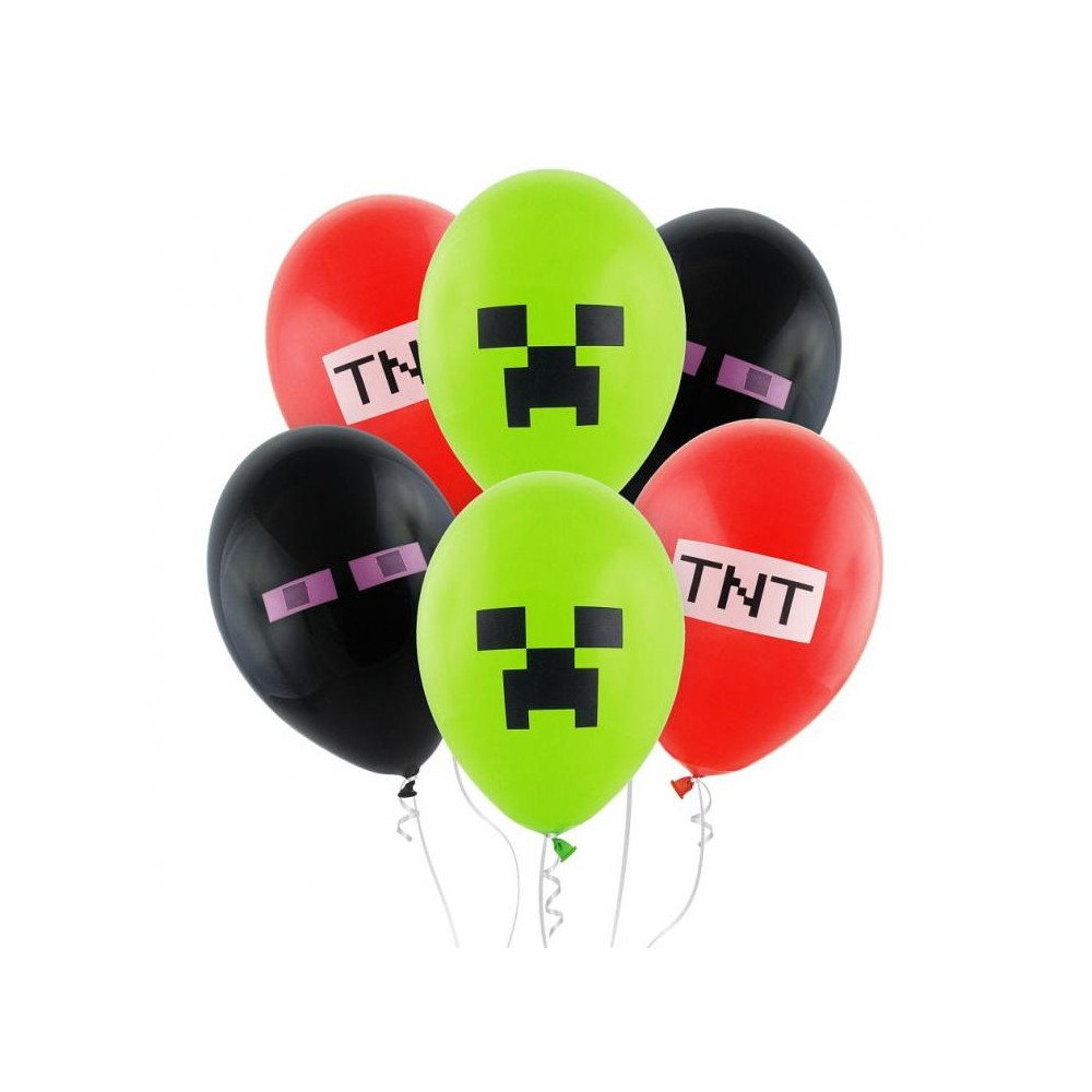 Balony Premium Zestaw balonów Minecraft na urodziny dla dziecka 6szt 30cm