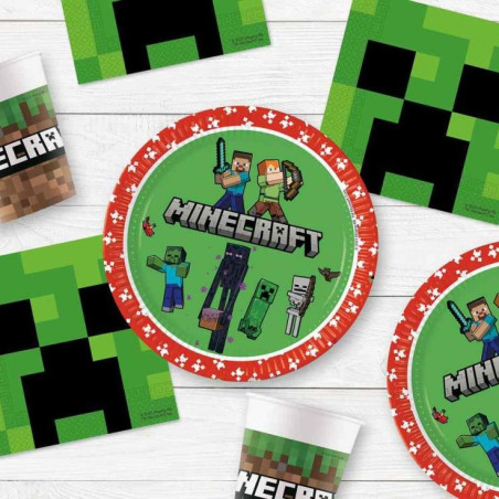 Talerzyki papierowe Minecraft 8 szt. Dekoracja urodzinowa dla fana gry 23cm