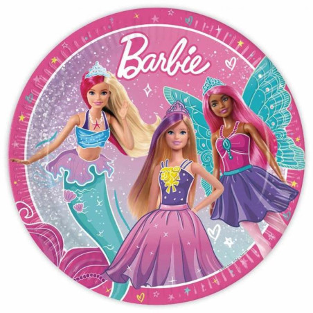 Talerzyki papierowe Barbie 8 szt. Dekoracja urodzinowa dla dziewczynki 23cm