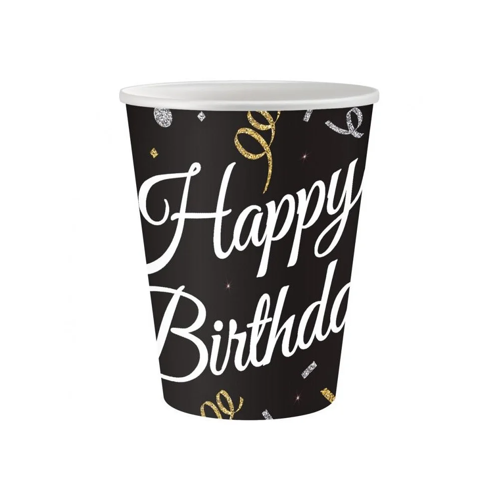 Paper Cups Happy Birthday TNT 250 ml 6 pcs. Birthday Decoration