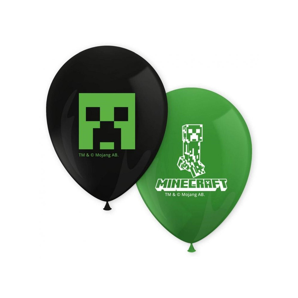 Balony Premium Zestaw balonów Minecraft na urodziny dla dziecka 8szt 28cm