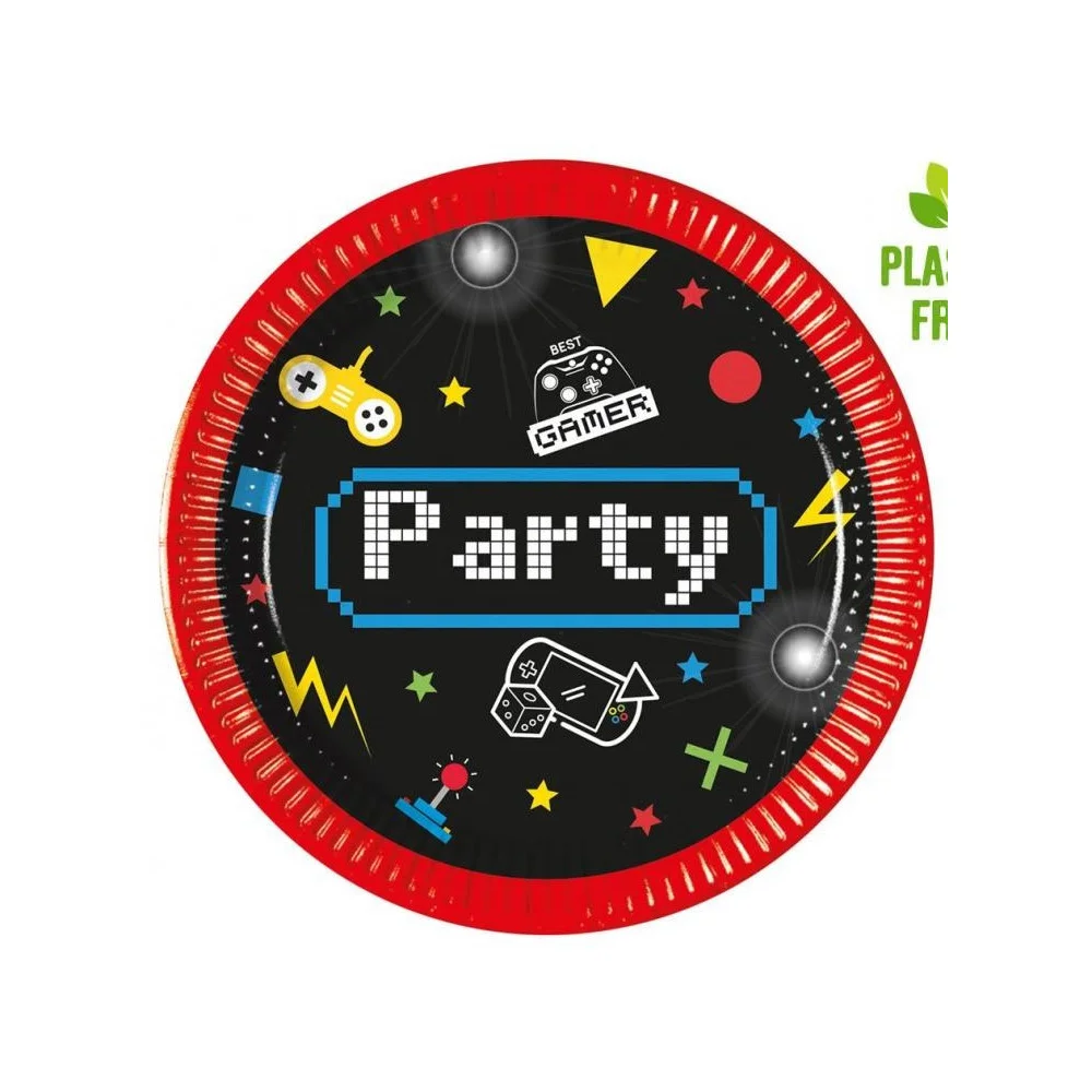Paper Plates Gaming Party 8 pcs. Gamer Birthday Decoration 20cm