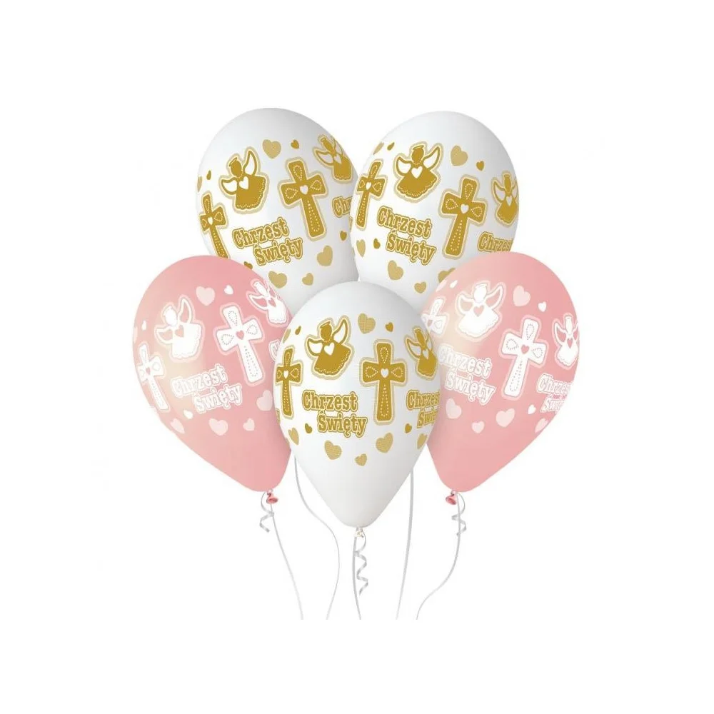 White and Pink Balloon Bouquet Set for Holy Baptism Girl - 25 pcs