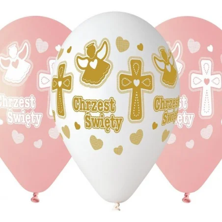 White and Pink Balloon Bouquet Set for Holy Baptism Girl - 25 pcs