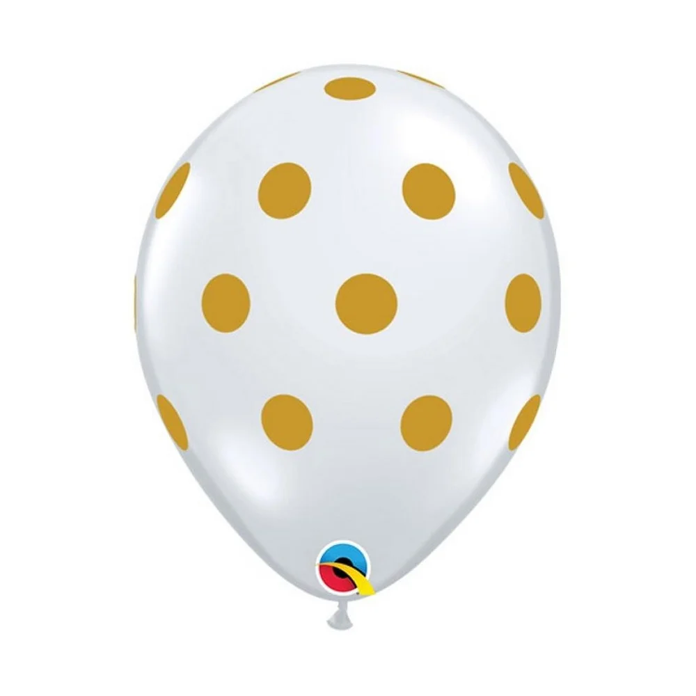 Set of White Balloons with Gold Polka Dots Balloon Bouquet for Baptism or Communion - 25 pcs