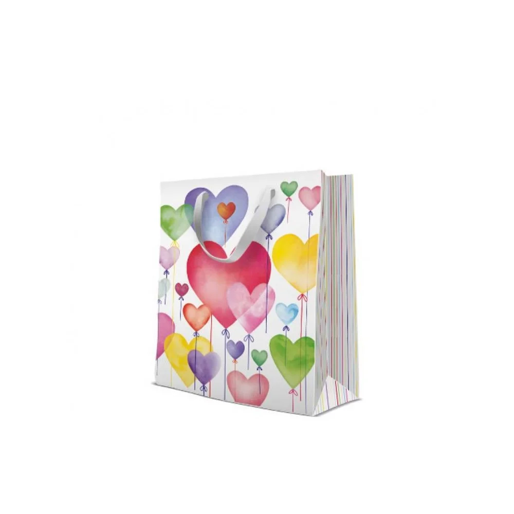 Gift Bag Colorful Hearts Balloons Birthday Name Day PAW 34x26