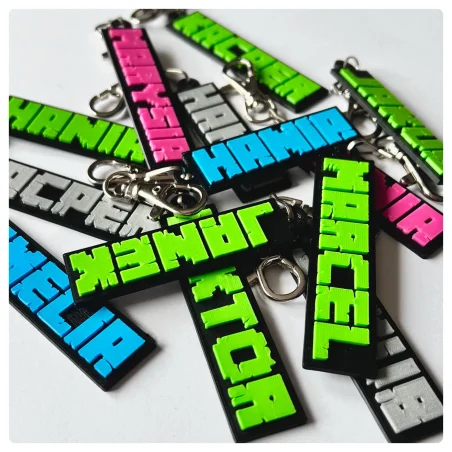 3D Minecraft-Style Name Keychain Set