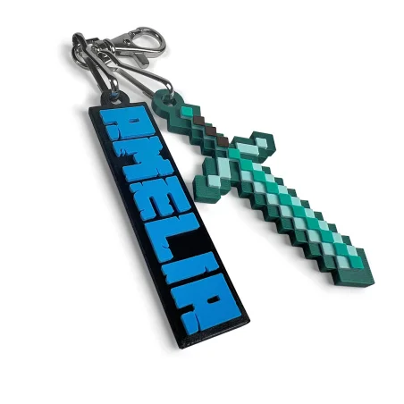 3D Minecraft-Style Name Keychain Set